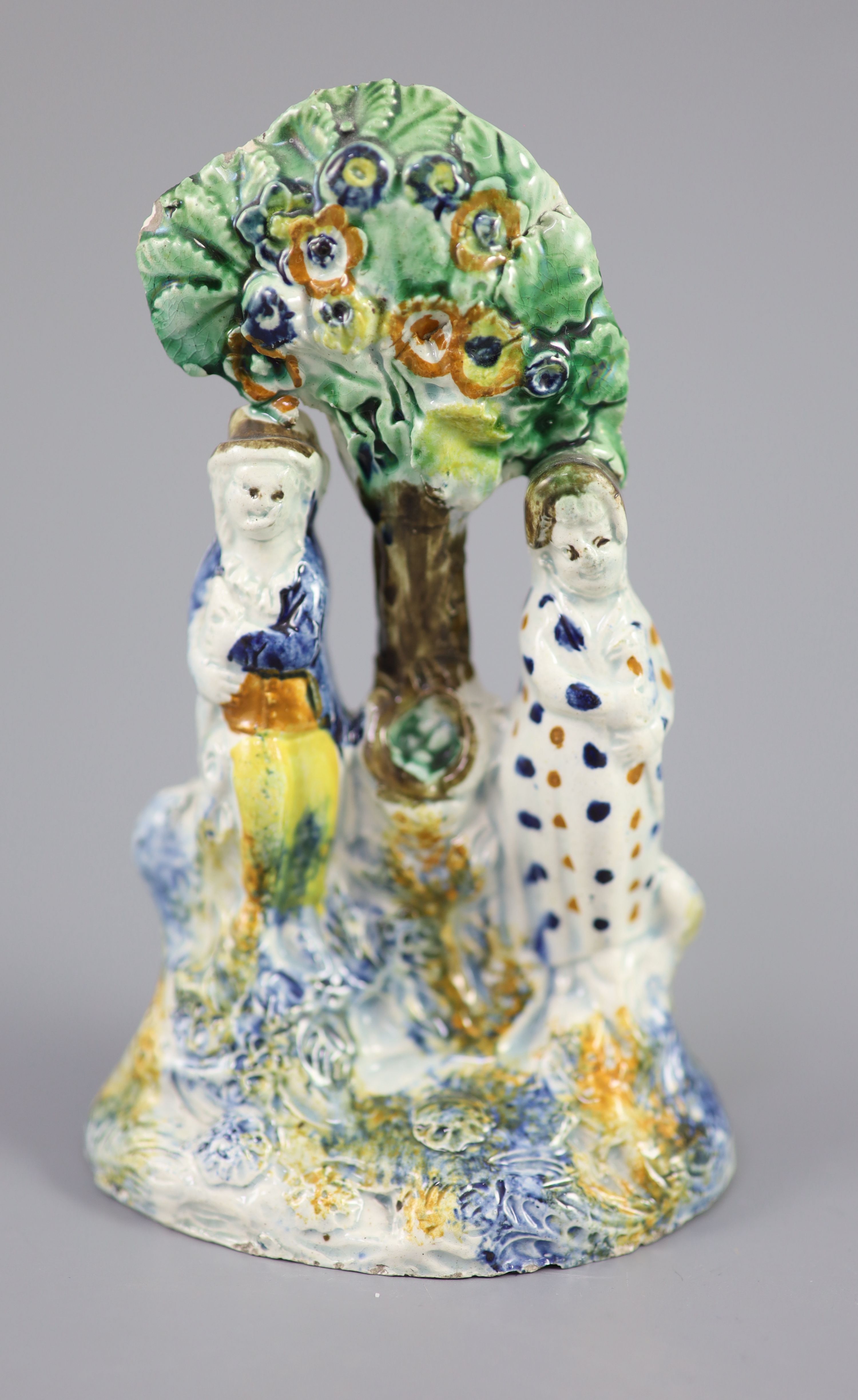 A Staffordshire Prattware Toy group, c.1790-1800, 13.5cm high